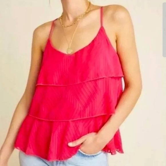 NWT AMADI ANTRHO TIERED SPAGHETTI STRAP CAMI BLOUSE - Picture 1 of 8